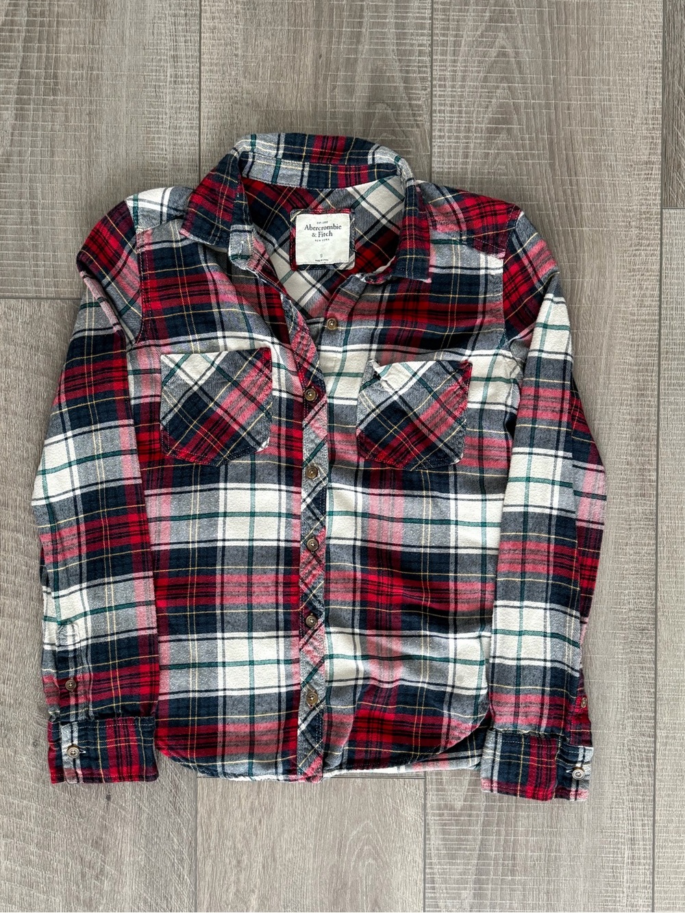 Abercrombie & Fitch Red Plaid Button-Up Shirt